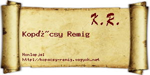 Kopácsy Remig névjegykártya